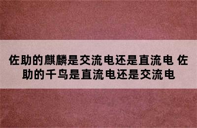 佐助的麒麟是交流电还是直流电 佐助的千鸟是直流电还是交流电